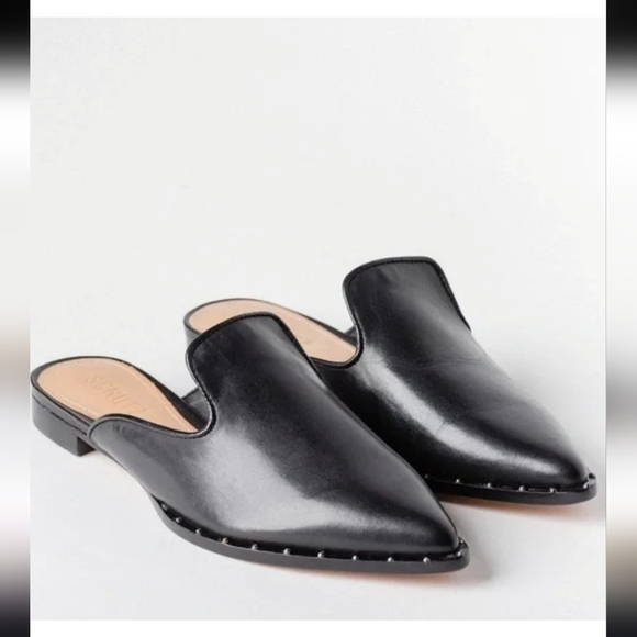 SCHUTZ Shoes - SCHUTZ Gayle Leather Studded Black Mules Made In Brazil Women's Size 7.5M